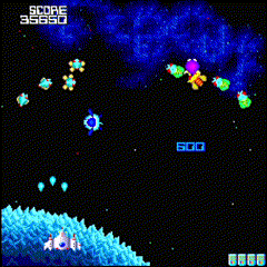 ギャラガ'88_敵を倒すと花火